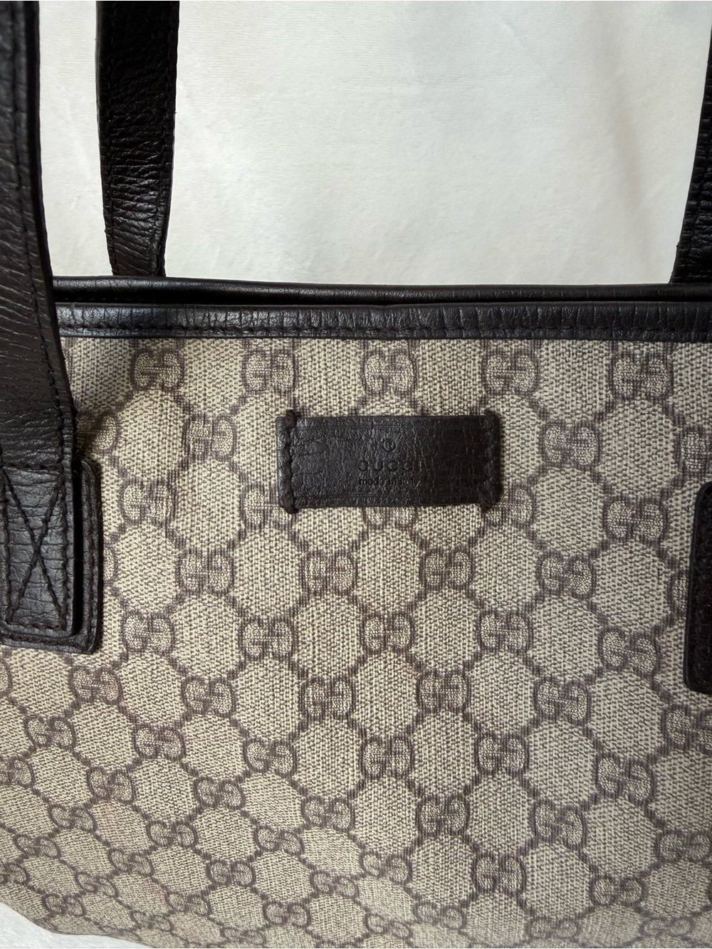 Gucci Brown GG Canvas Tote with Dark Brown Leather Trim - Picture 2 of 16
